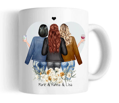 Geschenk personalisierte Tasse mit 3 Freundinnen / Frauen Geburtstagsgeschenk 2, Weihnachtsgeschenk