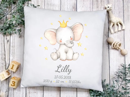 Personalisiertes Geschenk zur Geburt & Taufe, Taufgeschenk Babykissen mit Namen und Geburtsdaten