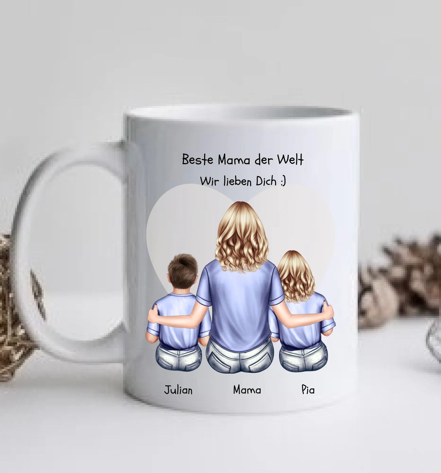 Muttertagsgeschenk - Personalisiertes Geschenk Tasse Muttertag - Mama Geburtstagsgeschenk mit 2 Kindern