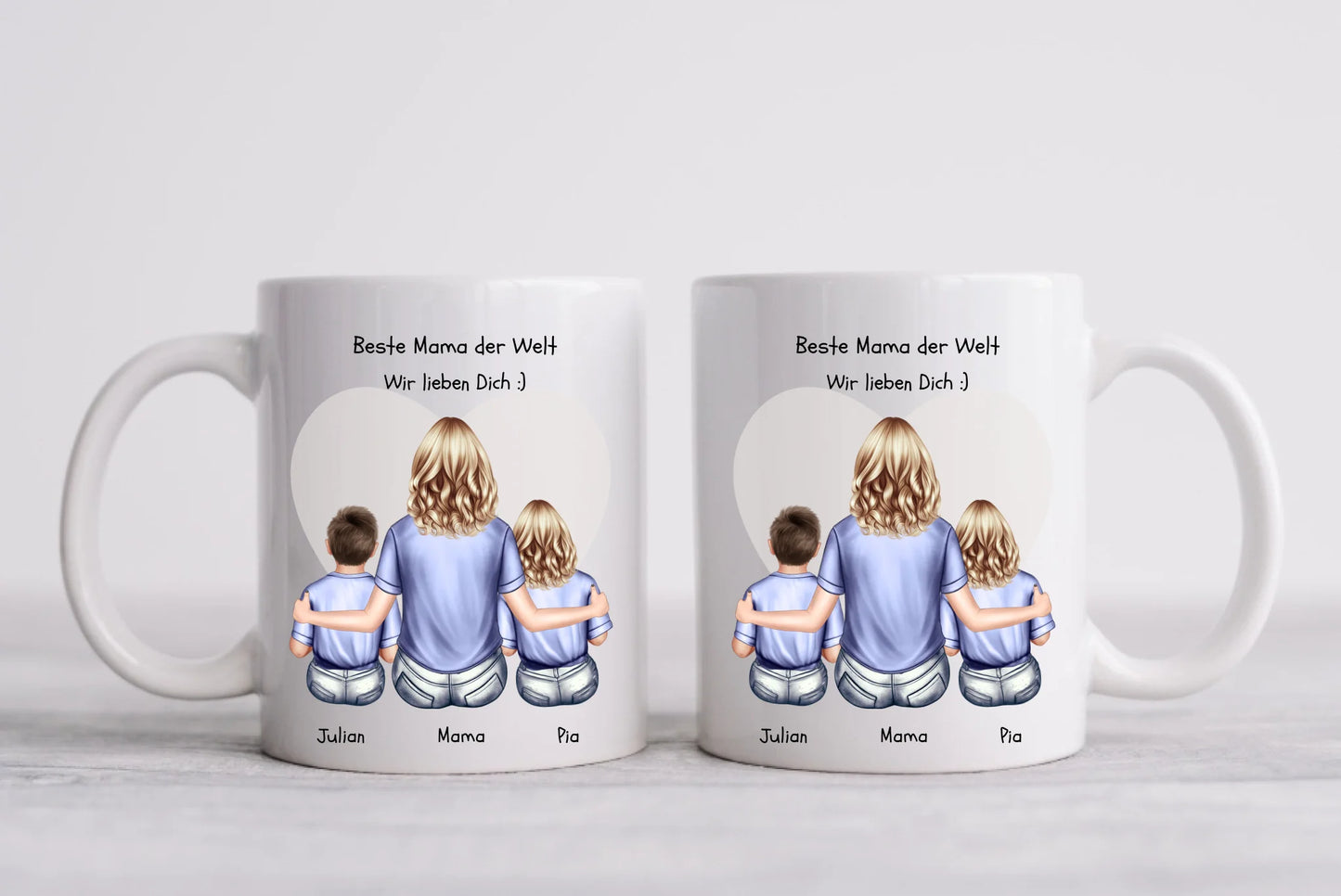 Muttertagsgeschenk - Personalisiertes Geschenk Tasse Muttertag - Mama Geburtstagsgeschenk mit 2 Kindern