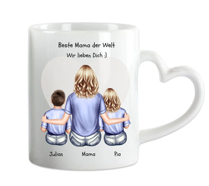 Muttertagsgeschenk - Personalisiertes Geschenk Tasse Muttertag - Mama Geburtstagsgeschenk mit 2 Kindern