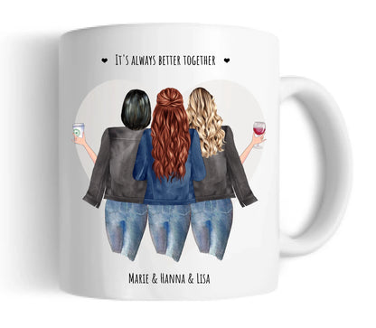 Personalsiertes beste Freunde Geschenk - 3 Beste Freundinnen Tasse - Geschenk Schwester, Mama, Kollegin - Geburtstagsgeschenk, Ostergeschenk