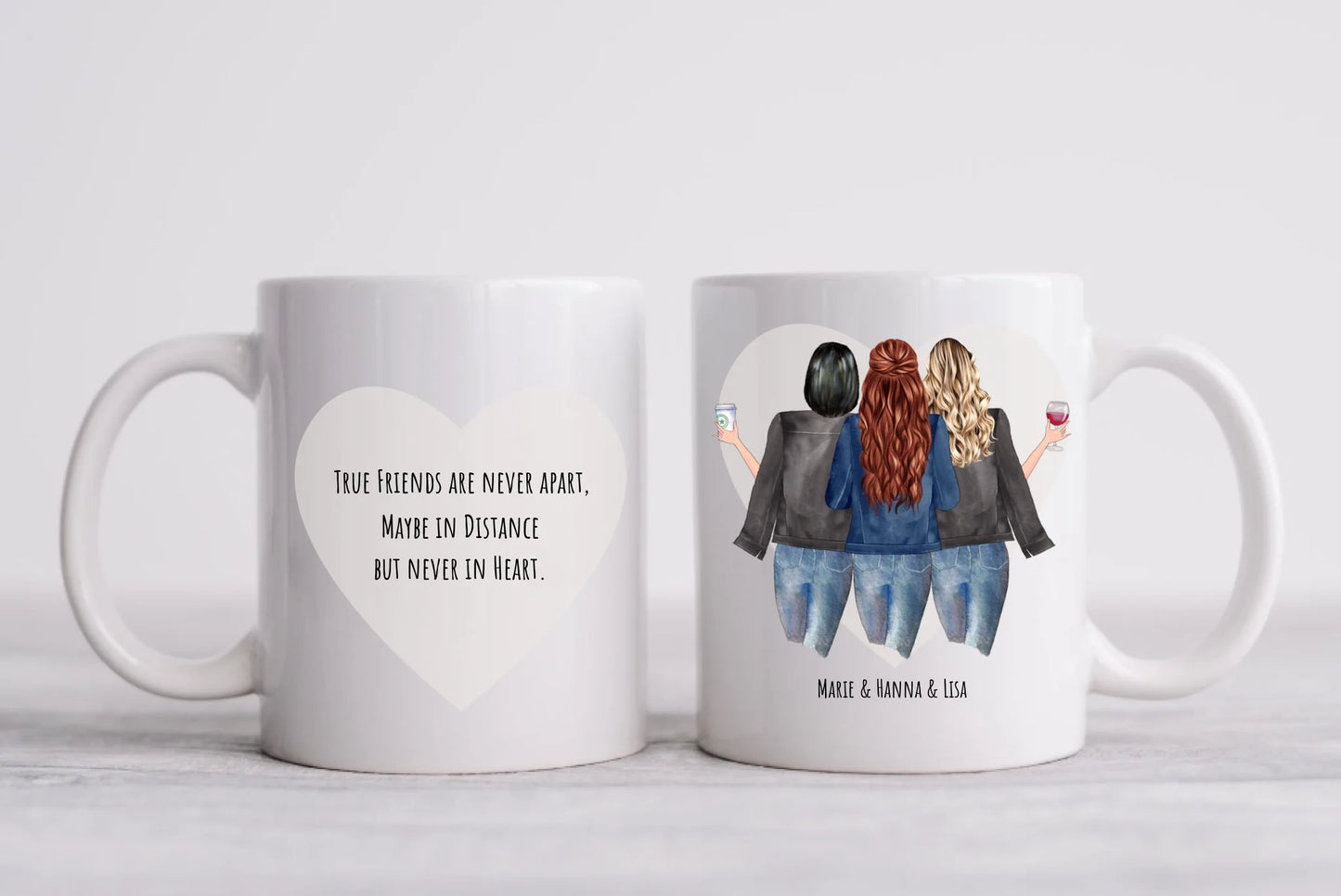 Personalsiertes beste Freunde Geschenk - 3 Beste Freundinnen Tasse - Geschenk Schwester, Mama, Kollegin - Geburtstagsgeschenk, Ostergeschenk