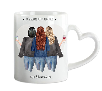 Personalsiertes beste Freunde Geschenk - 3 Beste Freundinnen Tasse - Geschenk Schwester, Mama, Kollegin - Geburtstagsgeschenk, Ostergeschenk