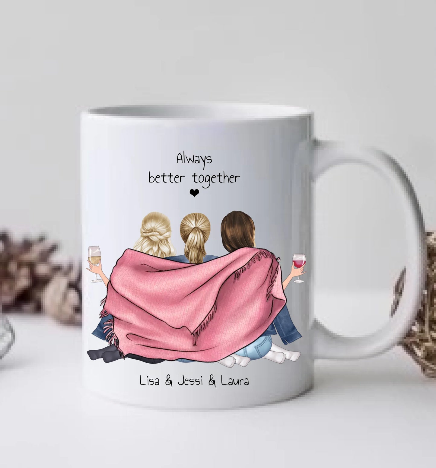 3 Beste Freundinnen Tasse personalisiert - Geschenk  Freundin Geburtstagsgeschenk