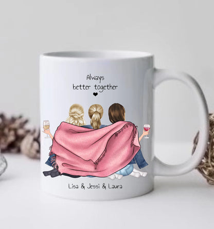 3 Beste Freundinnen Tasse personalisiert - Geschenk  Freundin Geburtstagsgeschenk