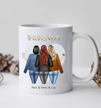 Geschenk Personalisierte Tasse 3 Beste Freundinnen | Geschenk Schwester, Geburtstagsgeschenk