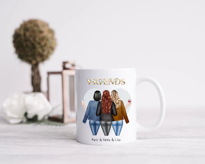 Geschenk Personalisierte Tasse 3 Beste Freundinnen | Geschenk Schwester, Geburtstagsgeschenk