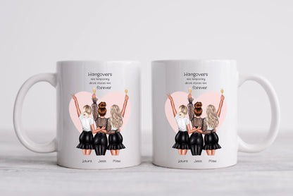 Geburtstag Geschenk Frauen personalisierte Tasse - Geschenk für Freundin / 3 Freundinnen & Mädchen - Geschenkidee mit Name