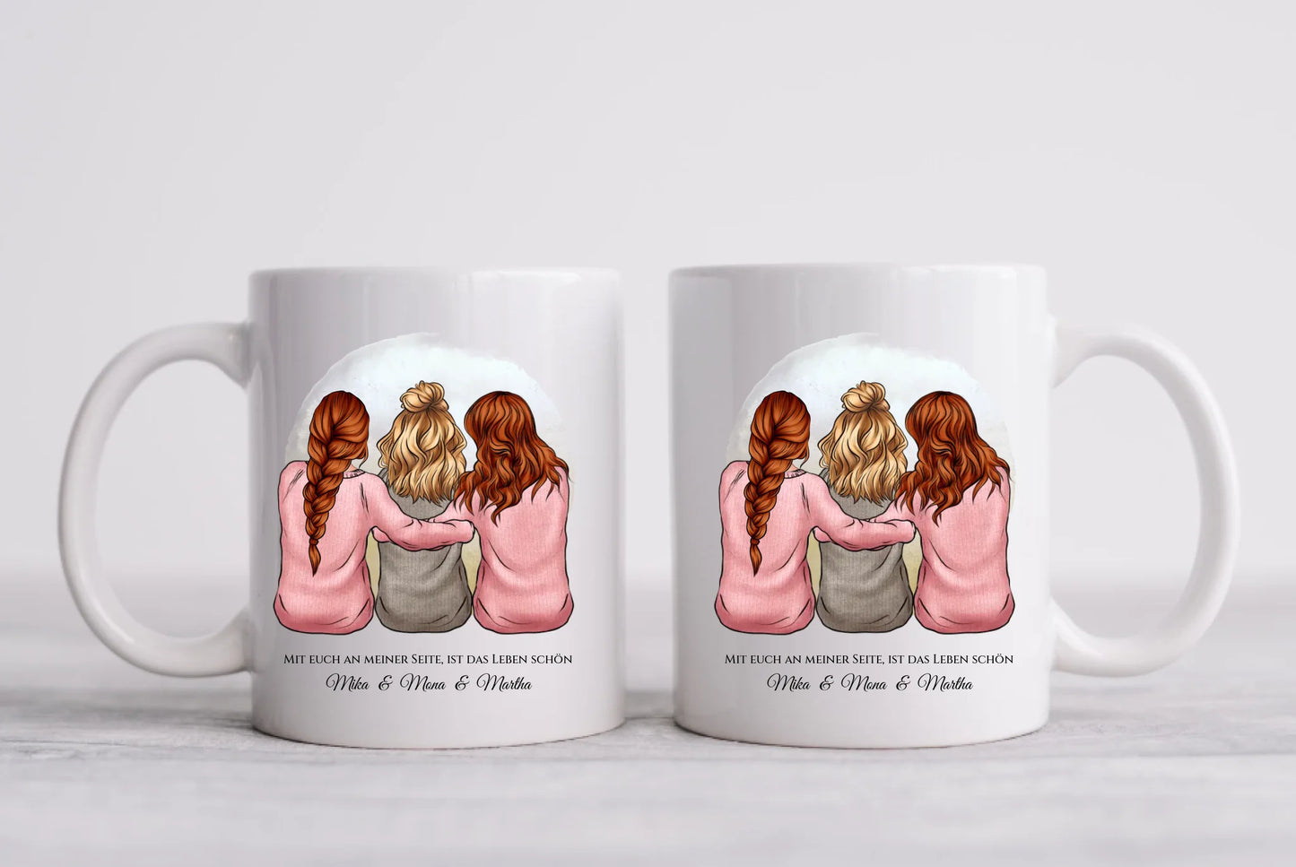 Geschenk für Freundin / 3 Freundinnen - personalisierte Tasse für Mädchen mit Name und Spruch - Geburtstag Geschenk Frau