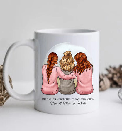 Geschenk für Freundin / 3 Freundinnen - personalisierte Tasse für Mädchen mit Name und Spruch - Geburtstag Geschenk Frau
