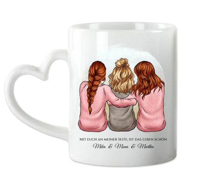 Geschenk für Freundin / 3 Freundinnen - personalisierte Tasse für Mädchen mit Name und Spruch - Geburtstag Geschenk Frau