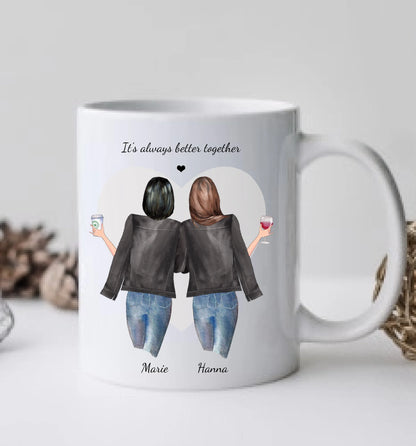 Personalisierte Tasse Geschenk für Freundin - 2 Beste Freundinnen Tasse, Kaffeebecher, Schwester, Kollegin, Weihnachtsgeschenk