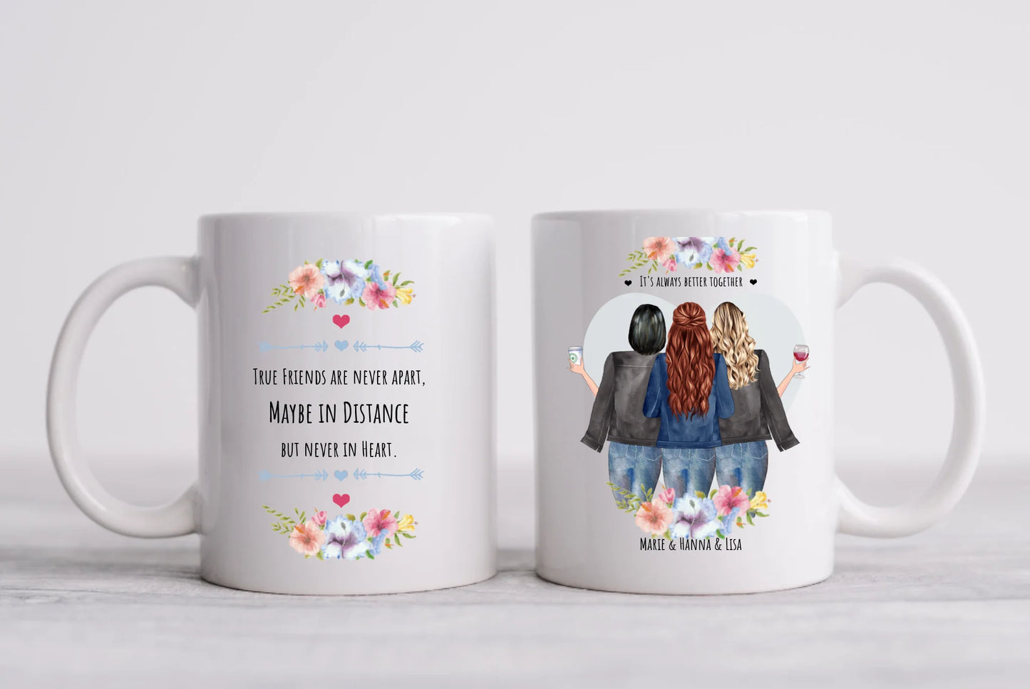Personalisierte Tasse Geschenk beste Freundin - Tasse 3 Freundinnen - Kaffeebecher Geschenk Geburtstag