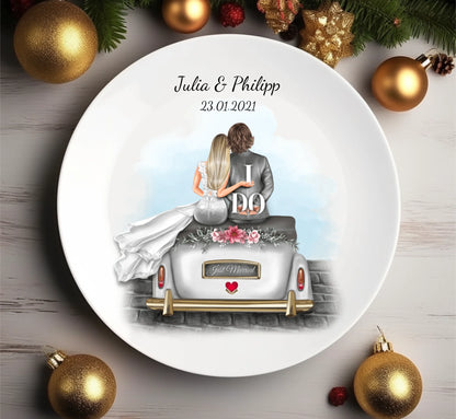 Personalisiertes Geschenk Hochzeitsteller, Hochzeitsauto,  Hochzeitsgeschenk, Geburtstagsgeschenk, als perfektes Geschenk zur Hochzeit