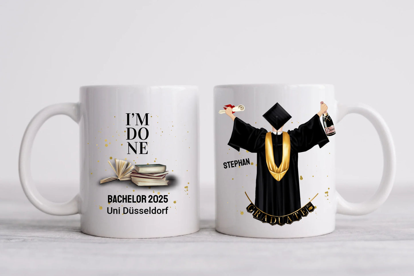 Personalisierte Tasse Geschenk Schulabschluß Mann, Bachelor, Master, Doktor, PromotionAbitur, Abi, Berufsausbildung