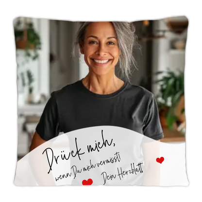 Geschenk Freundin / Geschenk Freund - personalisiertes Kissen | Knuddel mich | Drück mich, wenn Du mich vermisst.