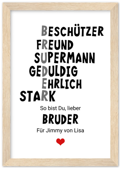 "Definition Bruder" personalisiertes Poster Geschenk Geburtstagsgeschenk | Zeitraum-Kunstdrucke