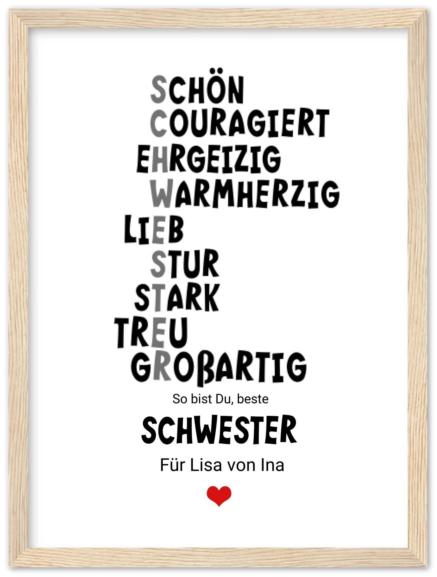 "Definition Schwester" personalisiertes Poster Geschenk Schwester | Bild Geburtstagsgeschenk | Zeitraum-Kunstdrucke