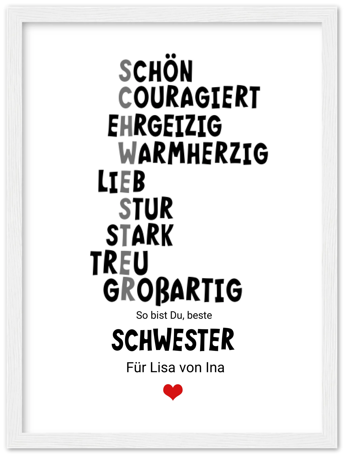 "Definition Schwester" personalisiertes Poster Geschenk Schwester | Bild Geburtstagsgeschenk | Zeitraum-Kunstdrucke