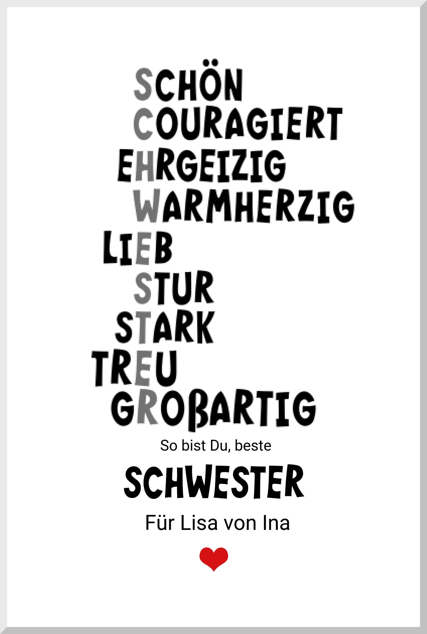 "Definition Schwester" personalisiertes Poster Geschenk Schwester | Bild Geburtstagsgeschenk | Zeitraum-Kunstdrucke