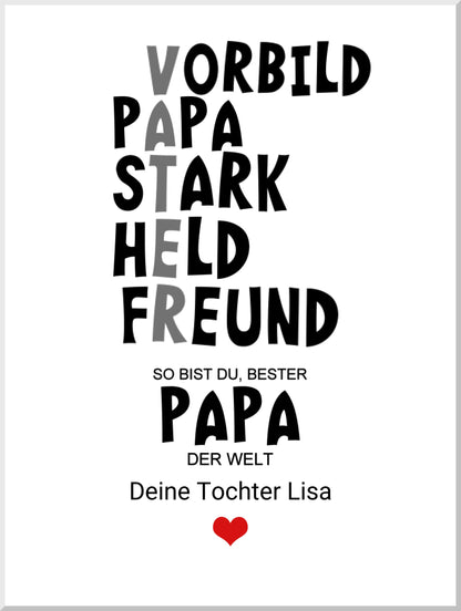 Personalisiertes Geschenk "Definition Vater" |  Bild Geburtstagsgeschenk Vatertagsgeschenk - Zeitraum-Kunstdrucke