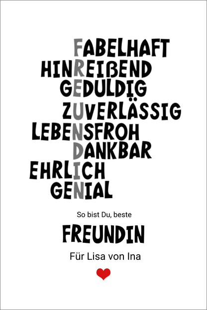 "Beste Freundin" Definition Poster | Zeitraum-Kunstdruck