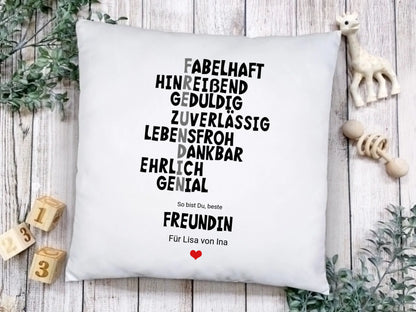 "Beste Freundin" Definition | Personalisiertes Kissen Geburtstagsgeschenk | von Zeitraum-Kunstdruck