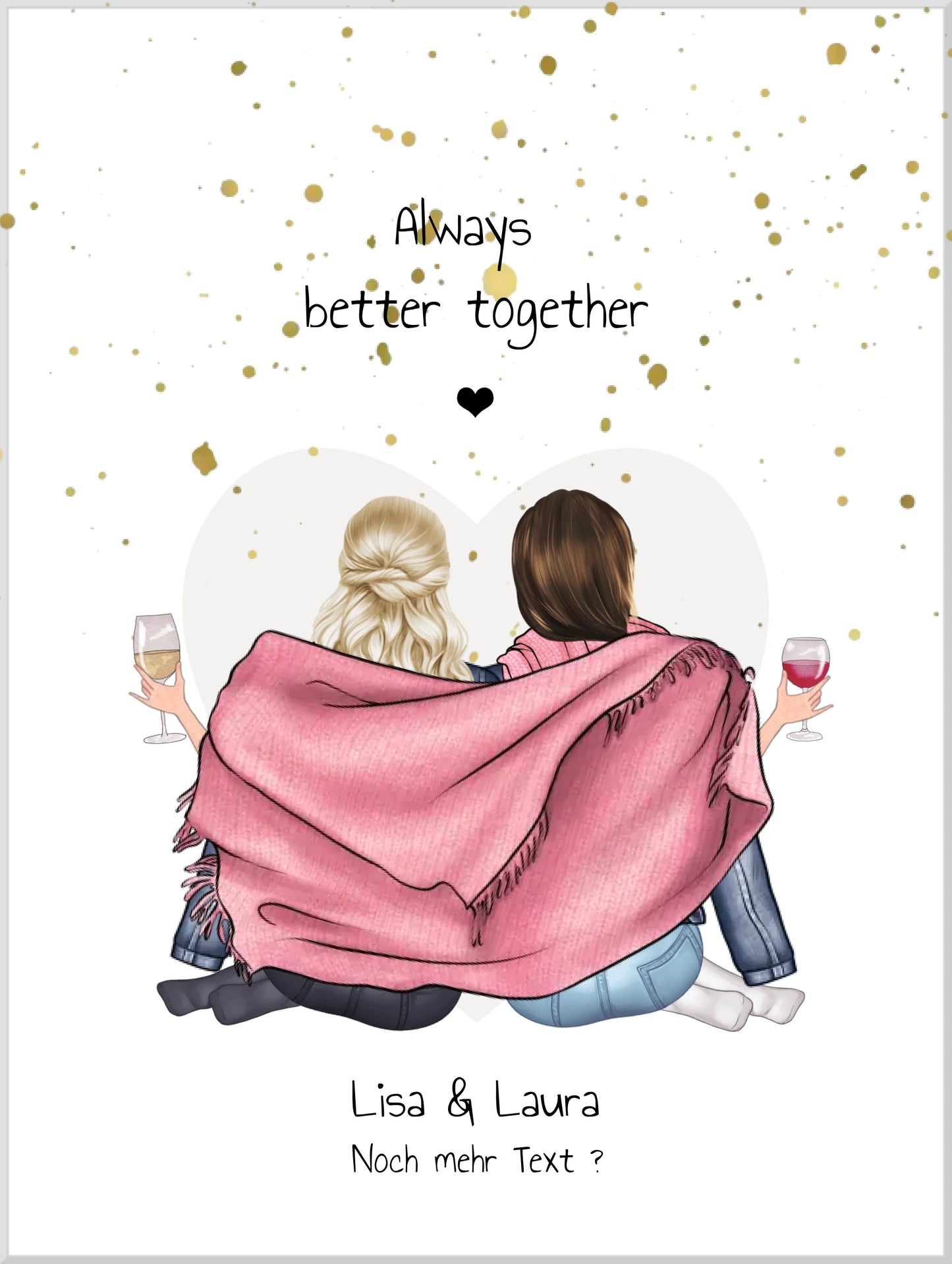 2 beste Freundinnen Geschenk Bild personalisiert - Poster Geburtstag Beste Freundin