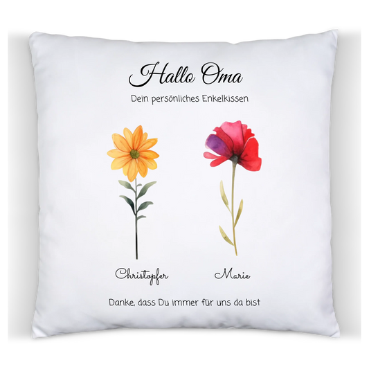 Personalisiertes Blumenkissen -  Geschenk Oma / Geschenk Opa von Enkelkindern