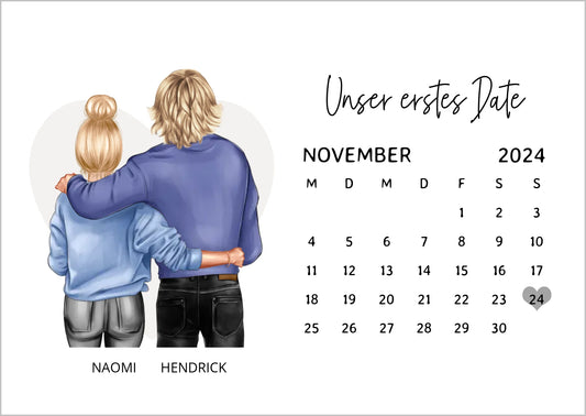 Kalenderposter für Paare "Unser Date" | Geschenk Valentinstag | Hochzeitstag | Jahrestag