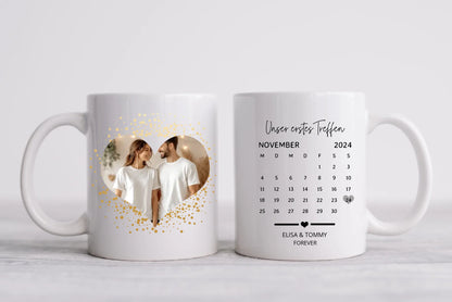 Our first Date Geschenk - personalisierte Tasse mit Datum im Kalender Style