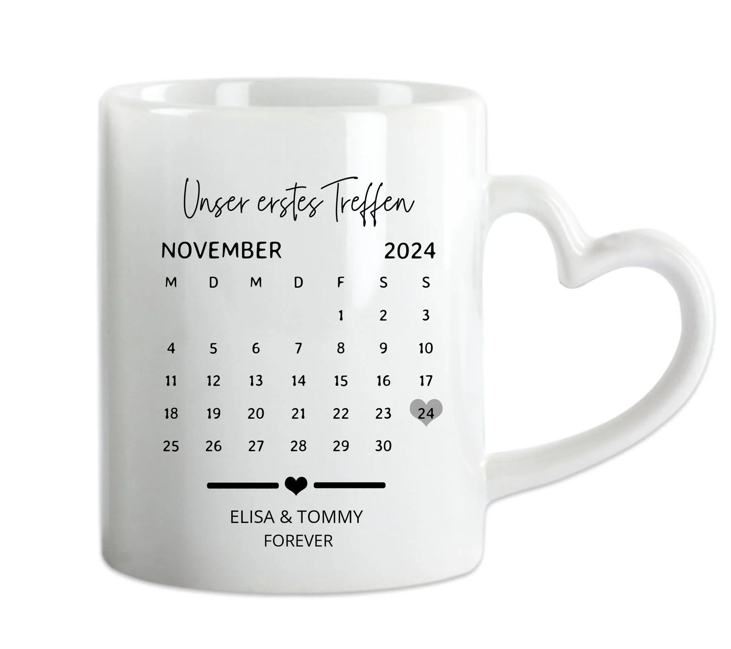 Our first Date Geschenk - personalisierte Tasse mit Datum im Kalender Style
