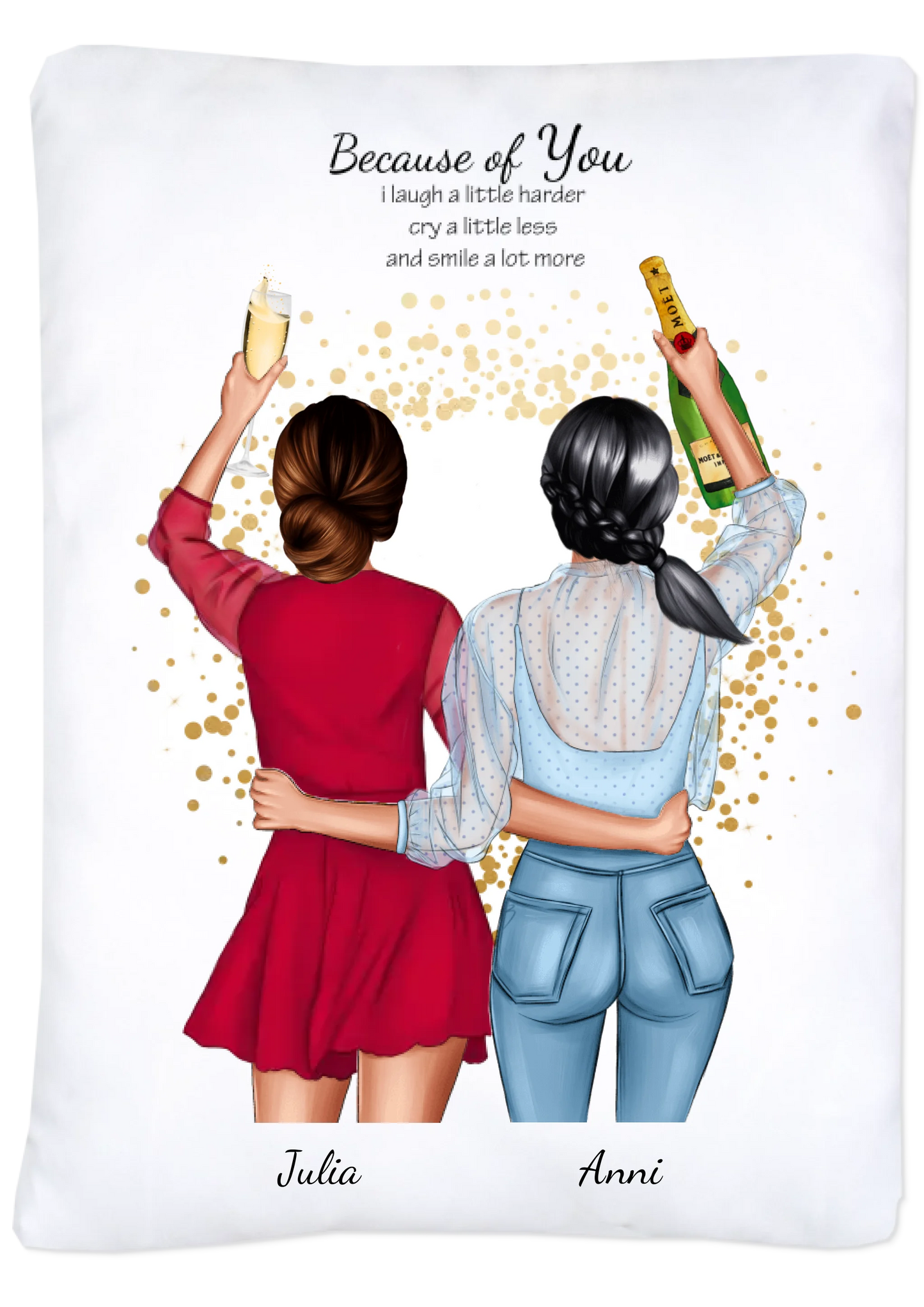 Personalisierte Bettwäsche für Pärchen, beste Freundinnen - Beste Freunde Geschenk als Geburtstagsgeschenk & Weihnachtsgeschenk