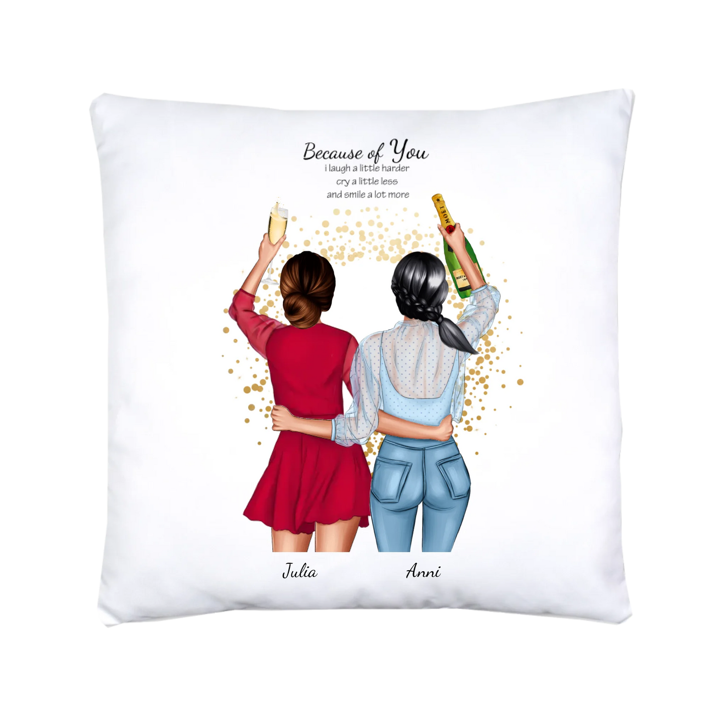 Personalisierte Bettwäsche für Pärchen, beste Freundinnen - Beste Freunde Geschenk als Geburtstagsgeschenk & Weihnachtsgeschenk