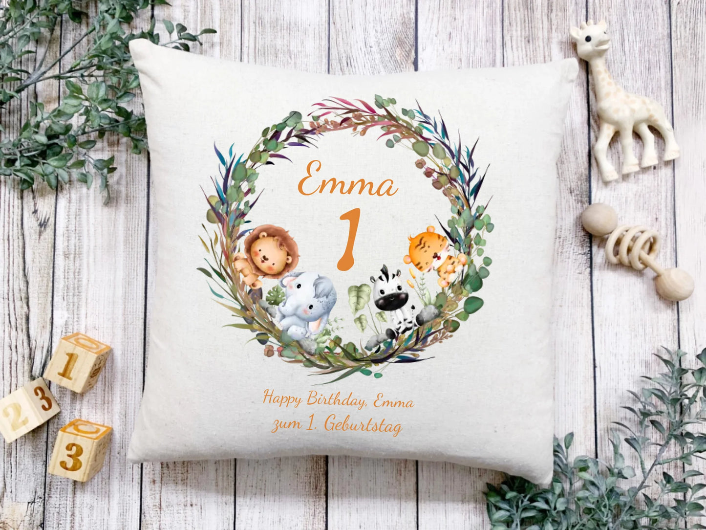 1. Geburtstag Geschenk kuscheliges Kissen mit Name