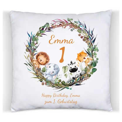 1. Geburtstag Geschenk kuscheliges Kissen mit Name