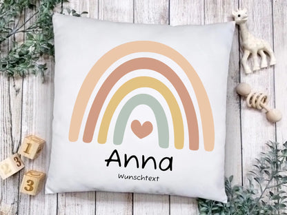 Personalisiertes Kissen Regenbogen | Einschulungsgeschenk Mädchen | Geburtstagsgeschenk, Babygeschenk  | Ostergeschenk