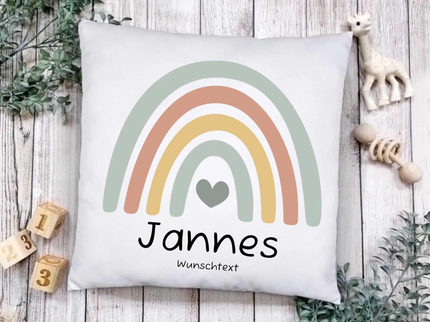 Personalisiertes Kissen Regenbogen | Einschulungsgeschenk Junge | Geburtstagsgeschenk, Babygeschenk  | Ostergeschenk