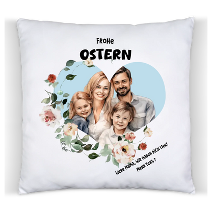 Persönliches Ostergeschenk, das von Herzen kommt | Personalisiertes Fotokissen mit Bild
