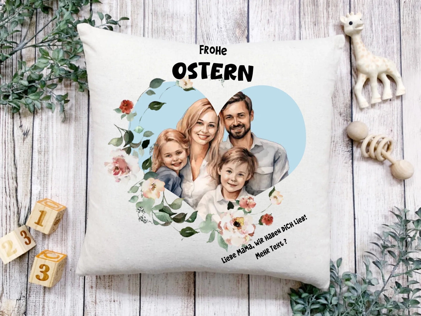 Persönliches Ostergeschenk, das von Herzen kommt | Personalisiertes Fotokissen mit Bild