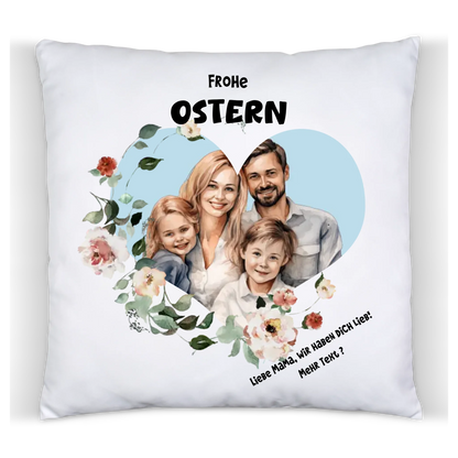 Persönliches Ostergeschenk, das von Herzen kommt | Personalisiertes Fotokissen mit Bild