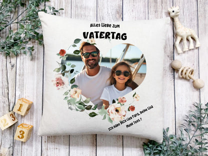 Personalisiertes Vatertagsgeschenk Fotokissen mit eigenem Bild | Auch als Muttertagsgeschenk geeignet