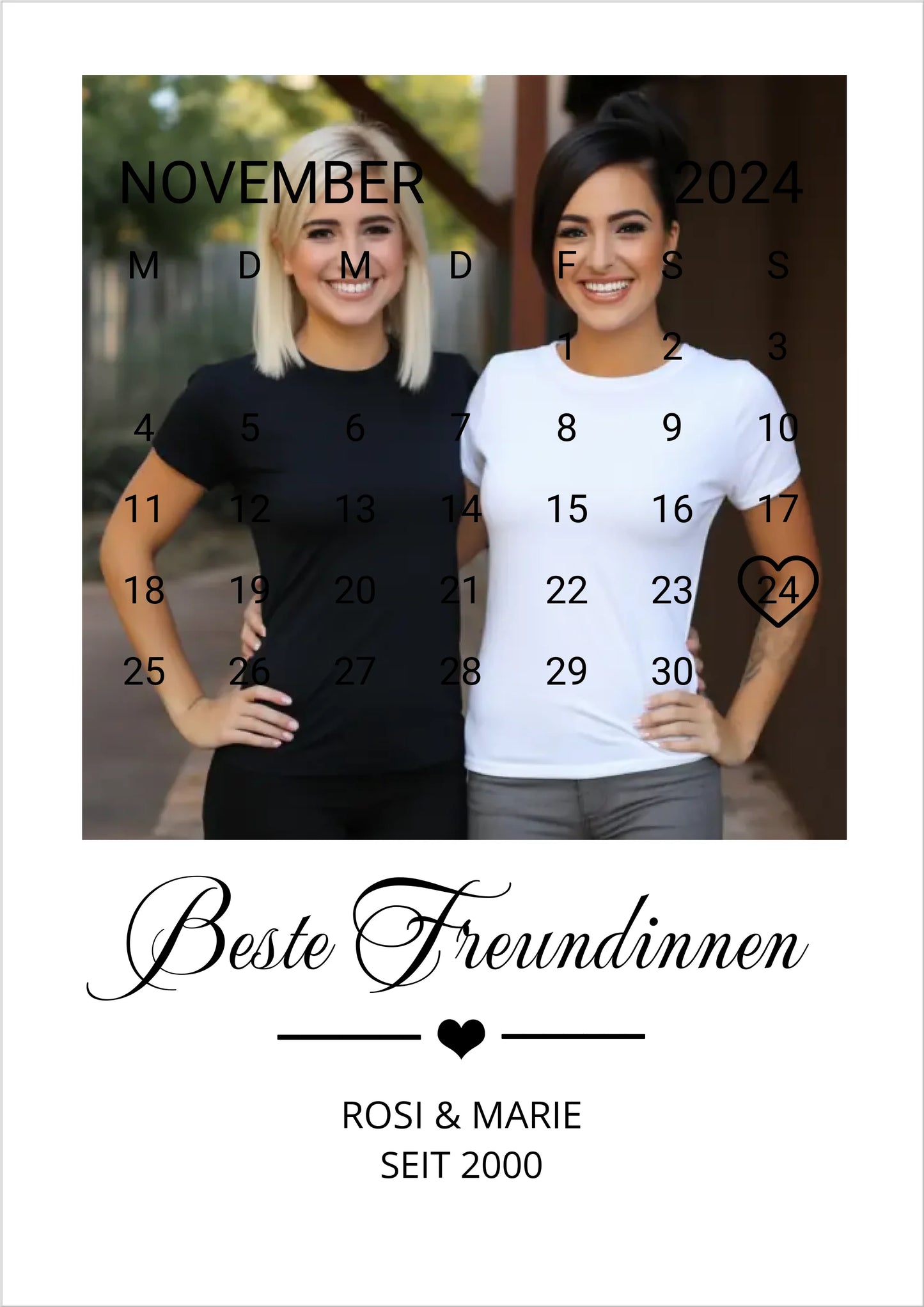 "Beste Freundin" Geschenk personalisiert" Kalender Fotoposter | Geburtstagsgeschenk