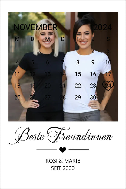 "Beste Freundin" Geschenk personalisiert" Kalender Fotoposter | Geburtstagsgeschenk