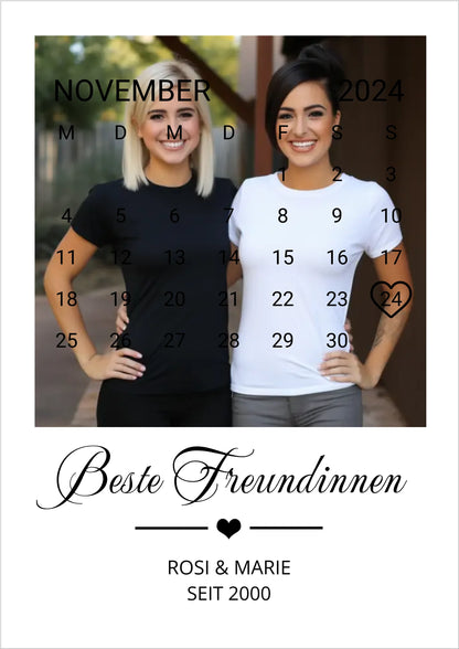 "Beste Freundin" Geschenk personalisiert" Kalender Fotoposter | Geburtstagsgeschenk