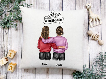 BFF Besties 4ever | Beste Freundin Geburtstag | Kissen Geschenk personalisiert für Mädchen