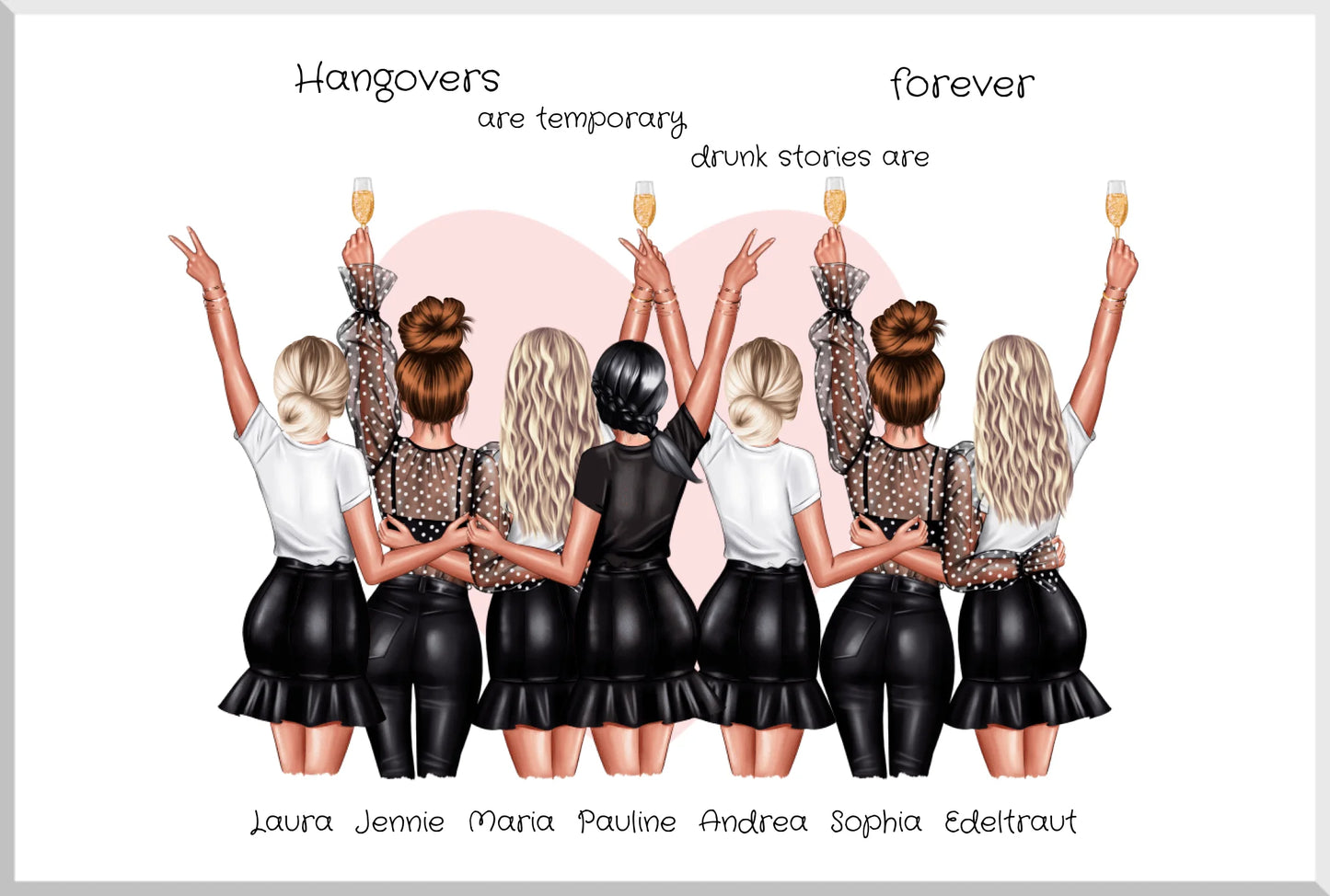 7 Beste Freundinnen Poster personalisiert Geburtstagsgeschenk - Freundin Bild Geschenk
