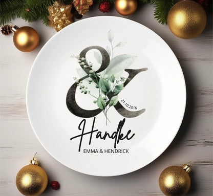 Monogramm Hochzeitsteller personalisiert, Melaminteller mit Namen, Brautpaar Geschenk zur Hochzeit