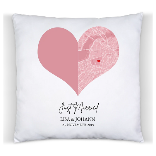 Fotokissen Hochzeitsgeschenk für das Brautpaar | Deko Geschenk mit Namen und Datum personalisiert